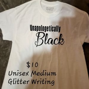 Unapologetically Black white unisex crew tshirt